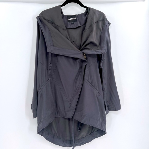 Express Gray Asymmetric Zip Lightweight Jacket size S oversized - Picture 5 of 7